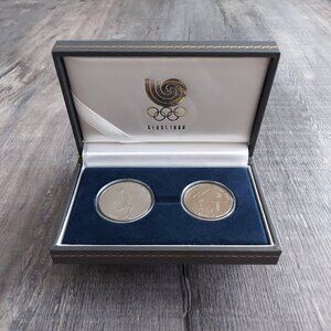 Vintage 1988 Seoul Olympics Commemorative 2-Coin Set 1000 & 2000 Won